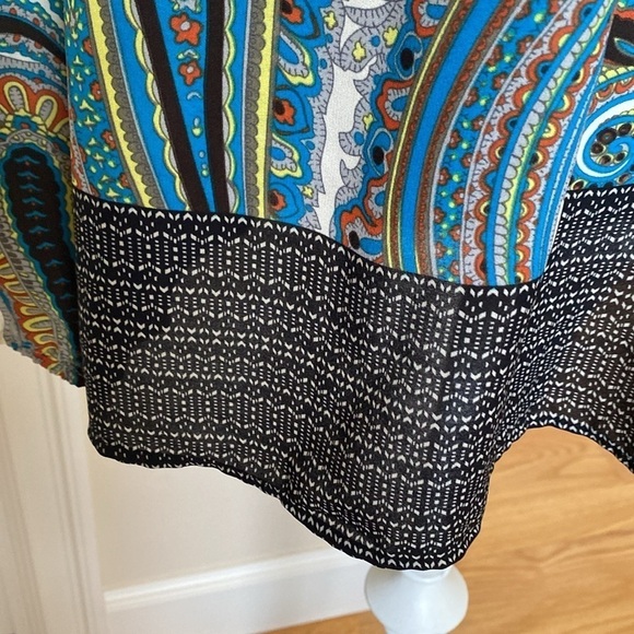 Daniel Rainn Multicolor Peasant Top Blouse Tunic Women’s L Crochet Boho paisley - Picture 5 of 8